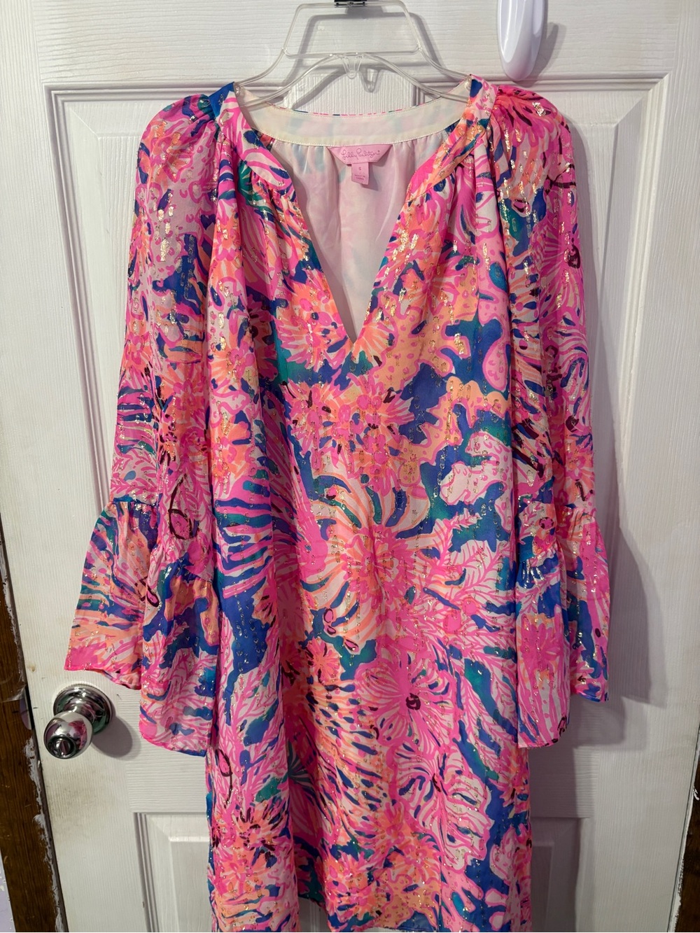 Lilly Pulitzer Pink Multi-Color Floral V-Neck Tunic